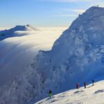 mountains, snow, people, mountaineers, mountaineering, mountain climbers, mountain climbing, snow mountains, hoarfrost, snowscape, winterscape, winter, slovakia, jasna, clouds, nature, landscape, cold, outdoors, summit, alpine, peak, sky, chopok, low tatras